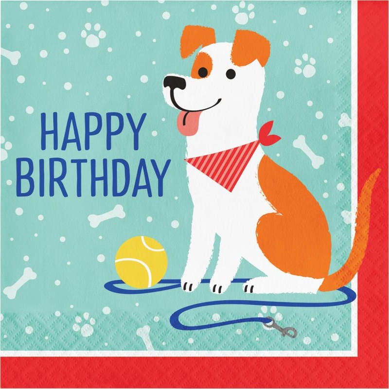 Dog Happy Birthday Party Napkins Pack of 16