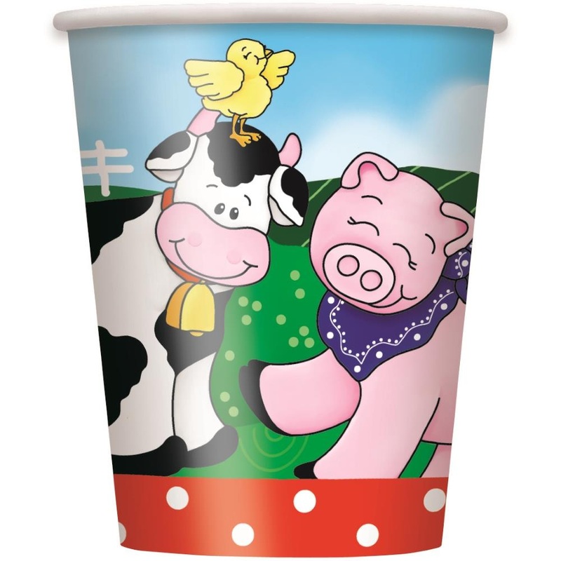 Farm Animal Paper Cups Pack of 8