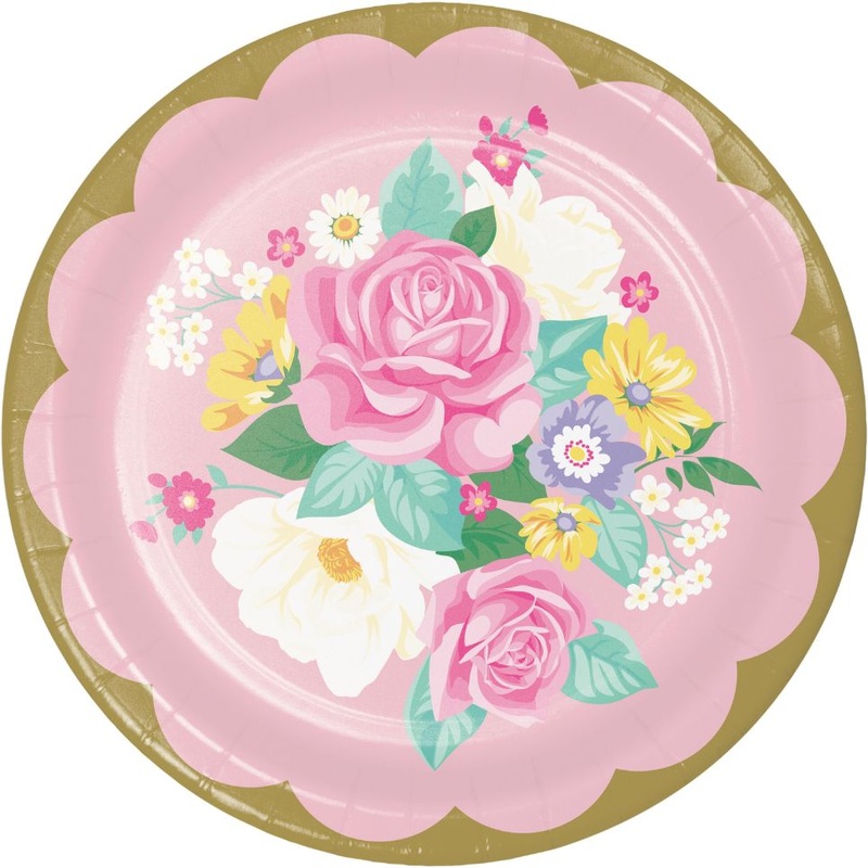 Floral Tea Party Paper Plates Pack of 8