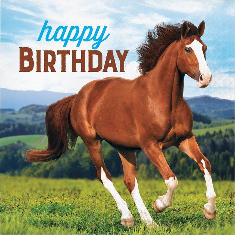Galloping Horse Happy Birthday Napkins Pack of 16