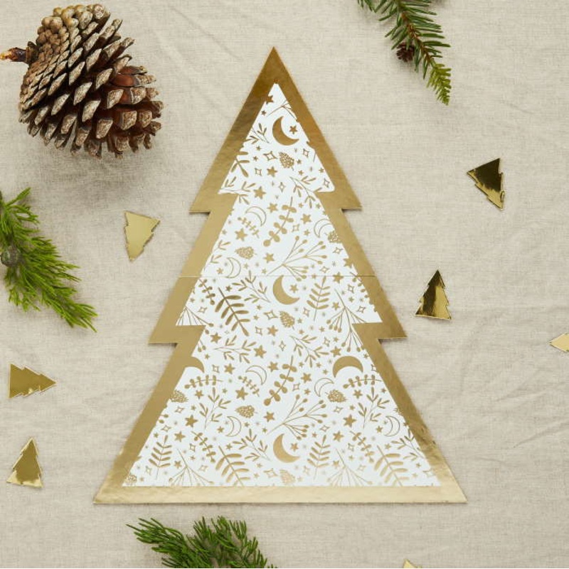 Gold Christmas Tree Grazing Board 50cm