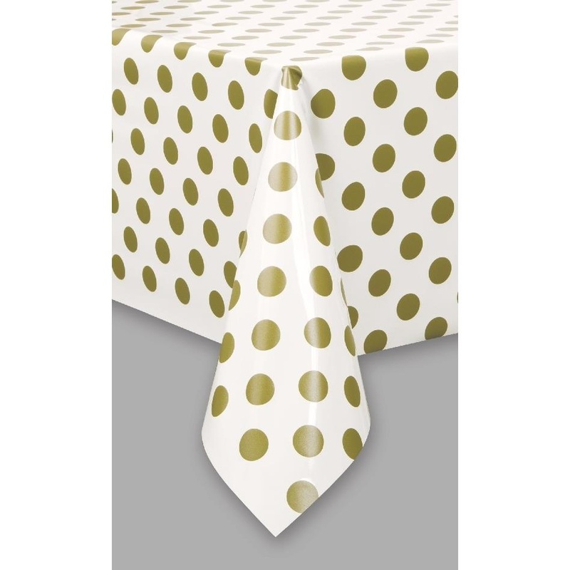 Gold Polka Dot Party Tablecover Tablecloth 138 x 274cm