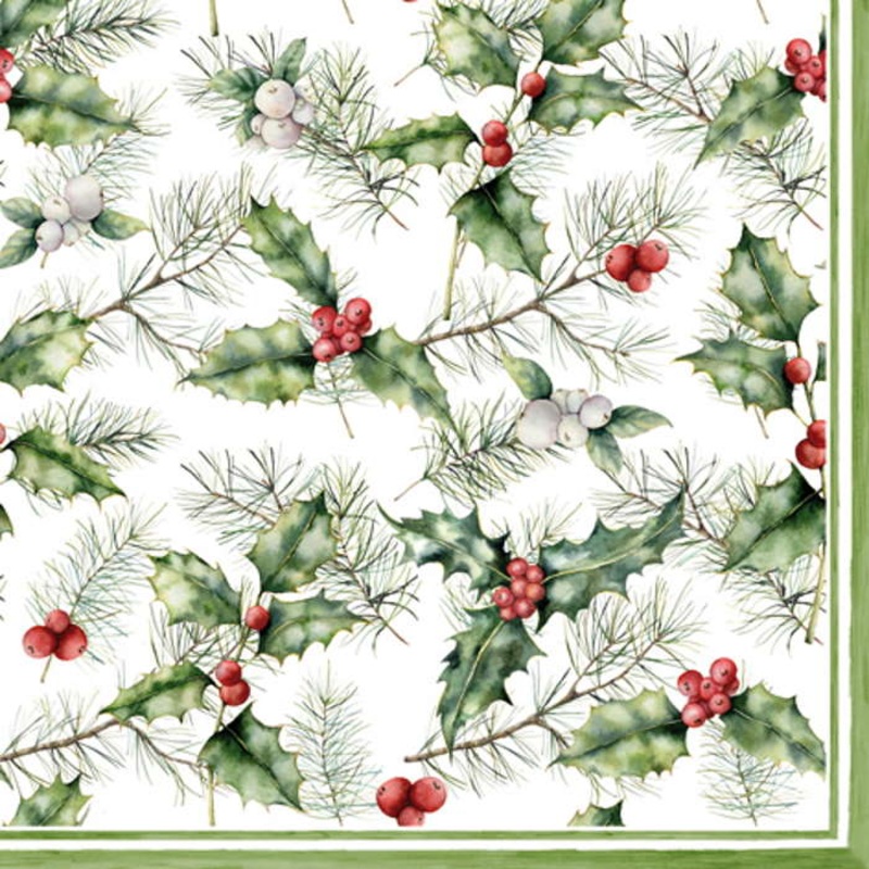 Holly and Mistletoe Napkins Pack of 20