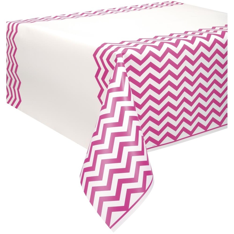 Hot Pink Chevron Party Tablecover Tablecloth 138 x 274cm