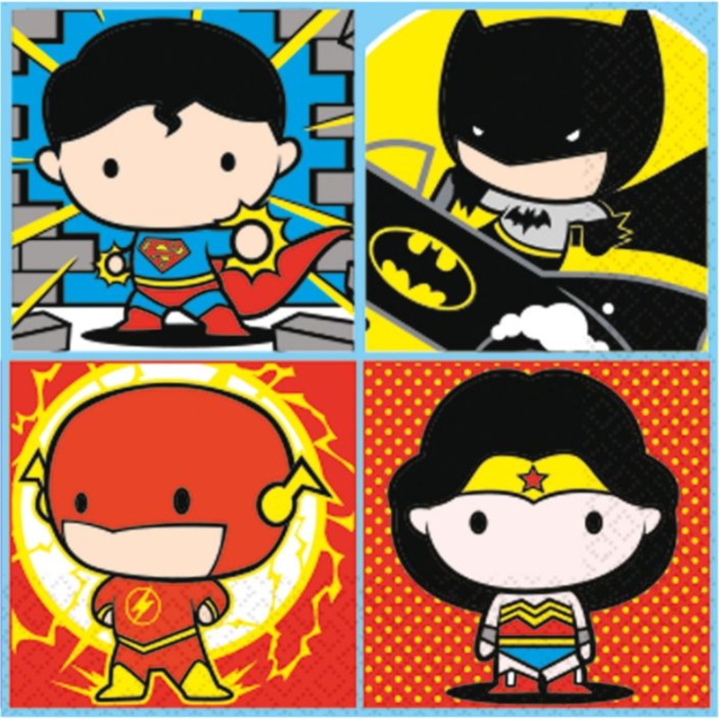 Justice League Cartoon Party Napkins Pack of 16 Serviettes