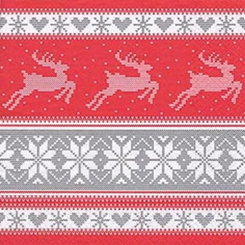Nordic Christmas Napkins Reindeer Pack of 20
