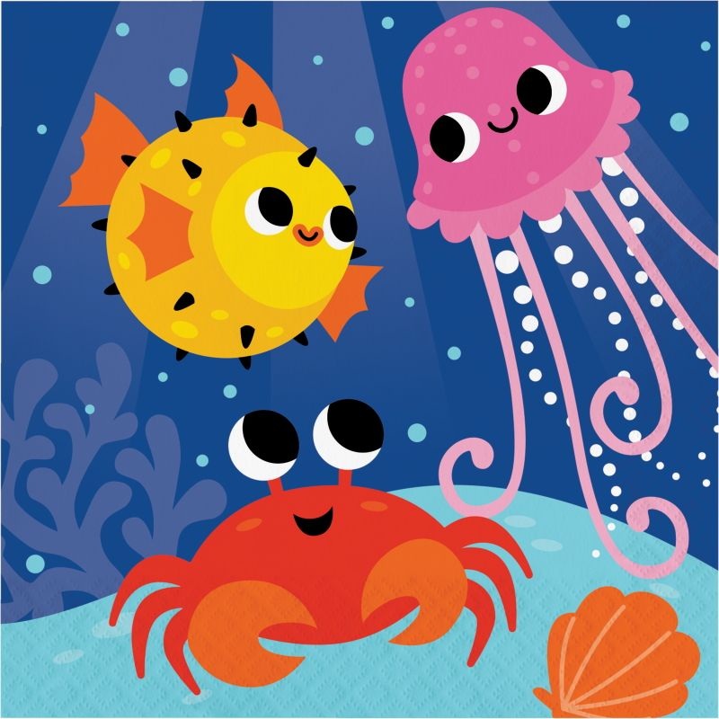 Ocean Celebration Party Napkins Pack of 16 Serviettes