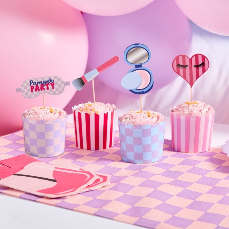 Pamper Party Make Up Food Picks & Food Cup Set - Pack of 12