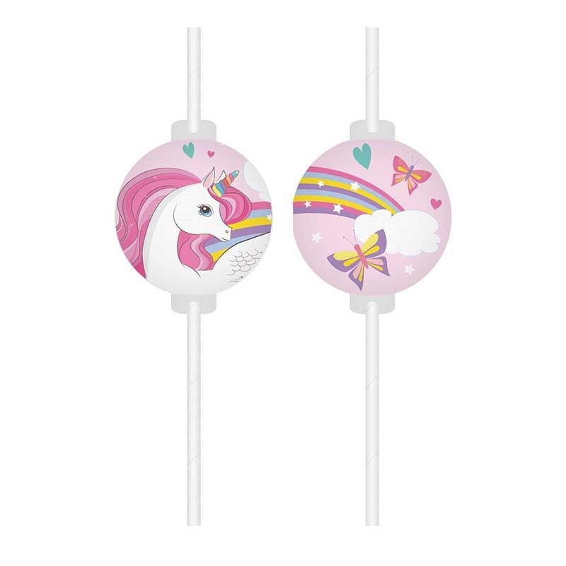 Rainbow Unicorn Paper Straws Pack of 4
