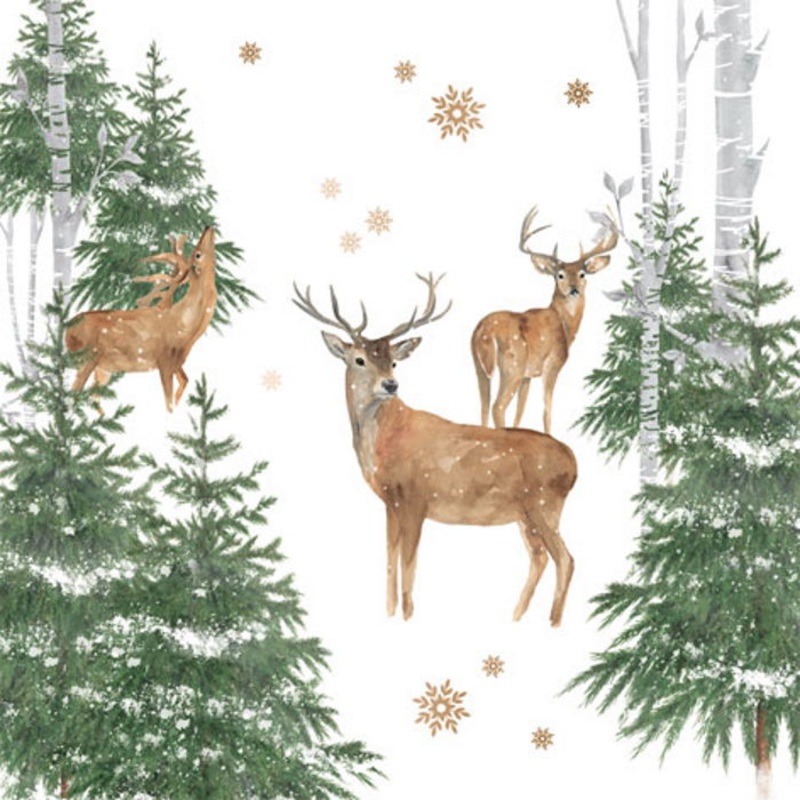 Reindeer Napkins - Winter Napkins Pack of 20