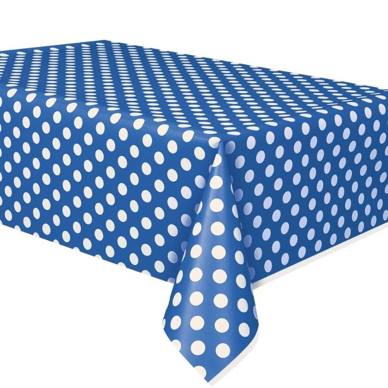 Royal Blue Polka Dot Tablecloth 138 x 274cm