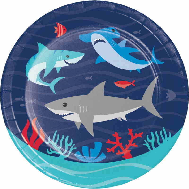 Small Shark Paper Plates Pack of 8