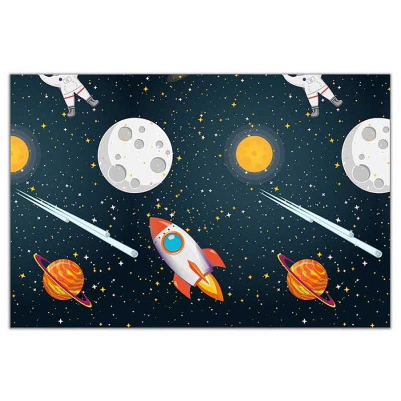 Space Themed Plastic Table Cover 120 x 180cm