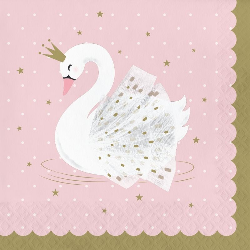Stylish Swan Party Napkins Pack of 16 Serviettes