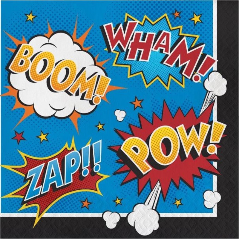 Superhero Slogans Napkins Pack of 16