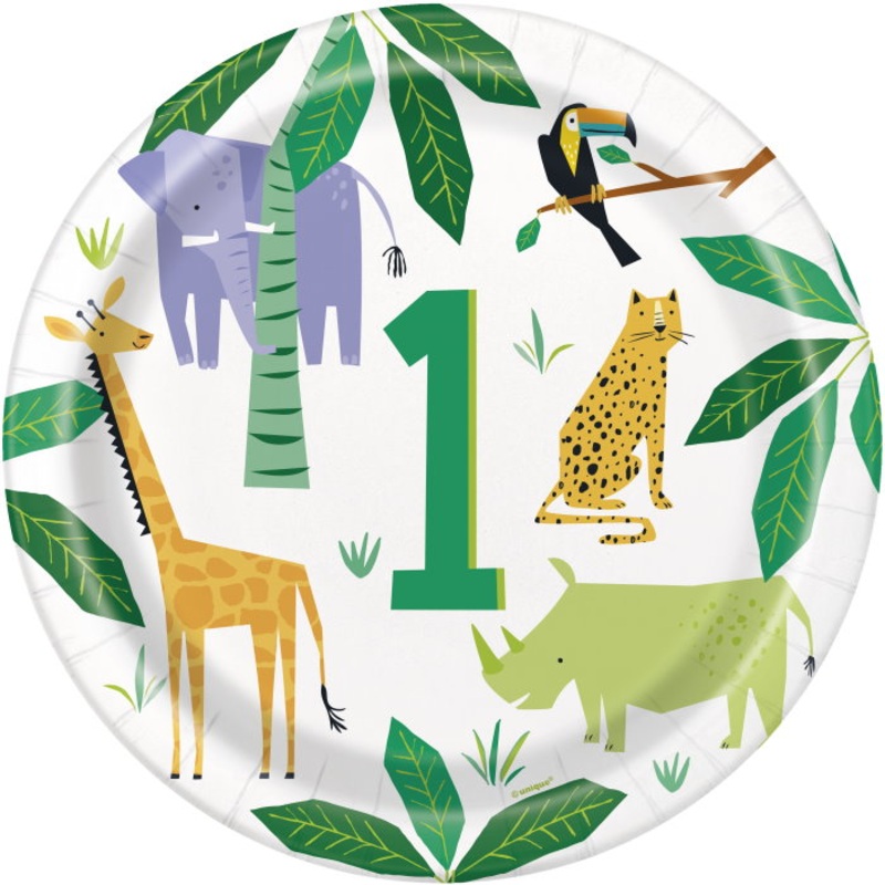 Animal Jungle 1st Birthday Party Plates 23cm Pack of 8