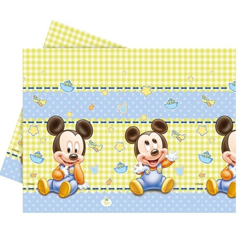 Baby Mickey Mouse Gingham Party Tablecover Tablecloth