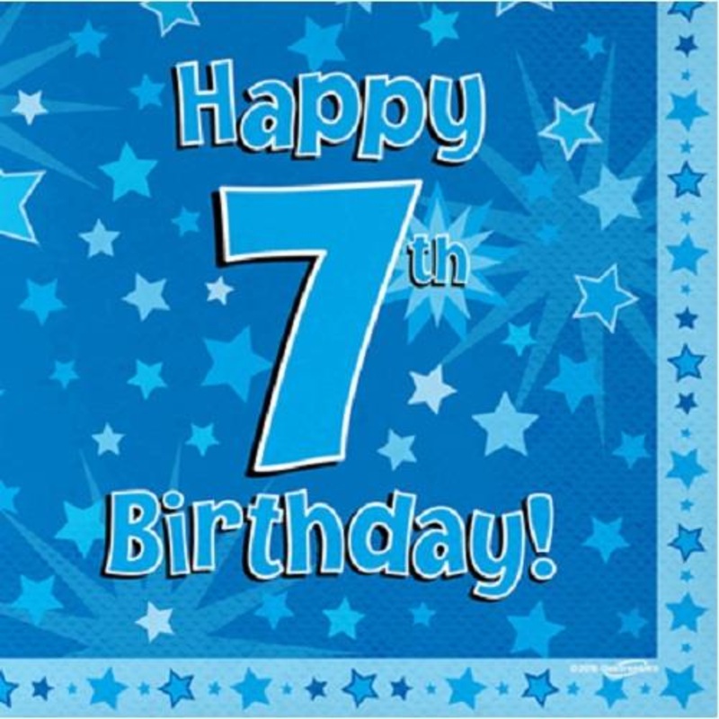 Blue Star Happy 7th Birthday Party Napkins Pack of 16