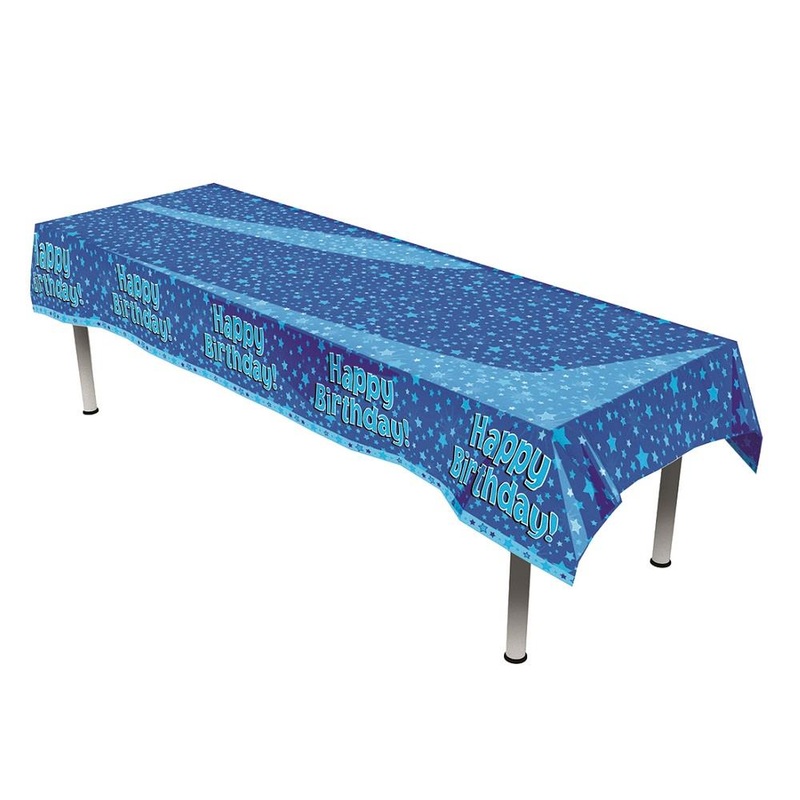 Blue Star Happy Birthday Party Tablecover Tablecloth