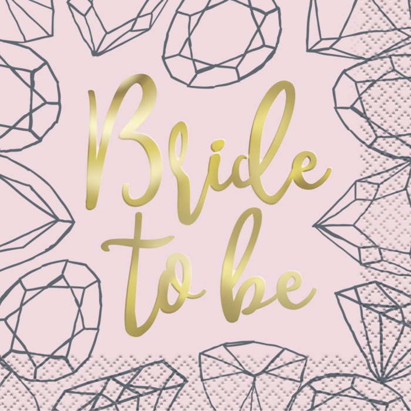 Bride to Be Napkins Pink and Gold Pack of 16