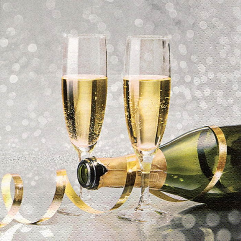 Champagne Paper Party Napkins 3 ply Pack of 20 Serviettes