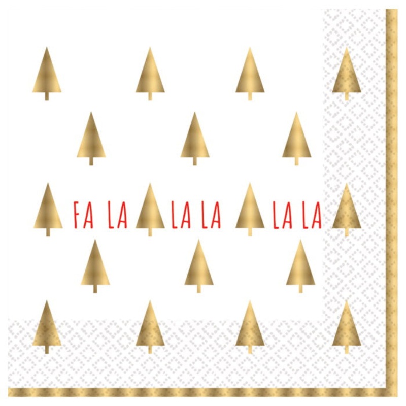 Christmas Trees Gold Party Napkins Pack of 16 Serviettes