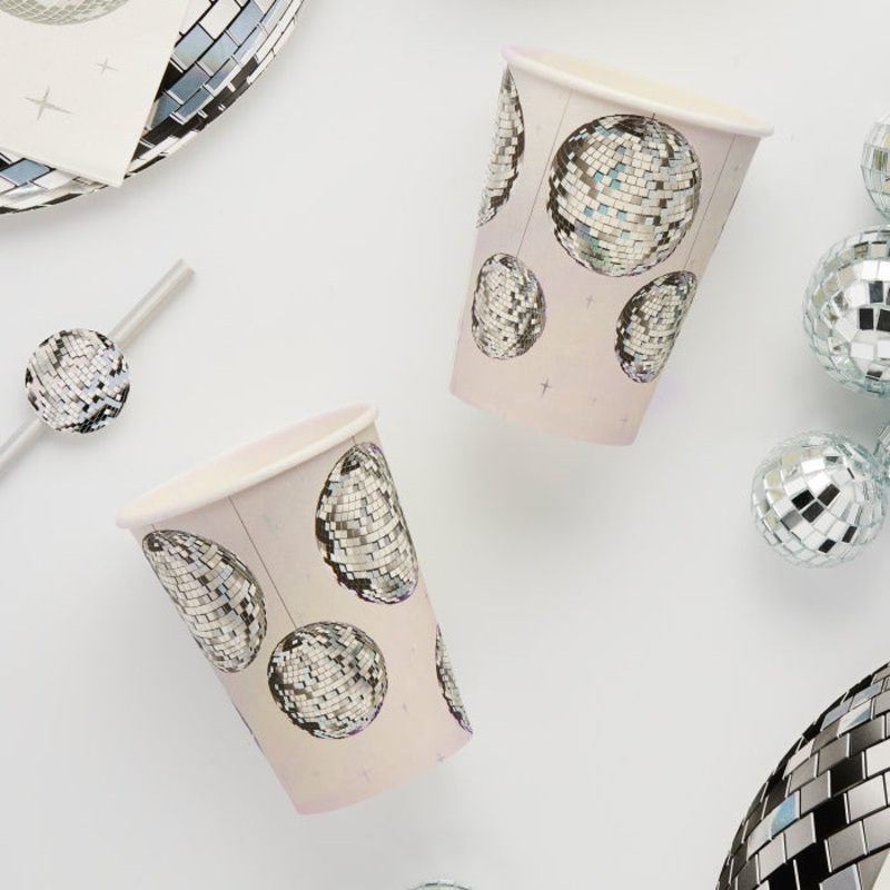Disco Ball Paper Party Cups - Pack of 8