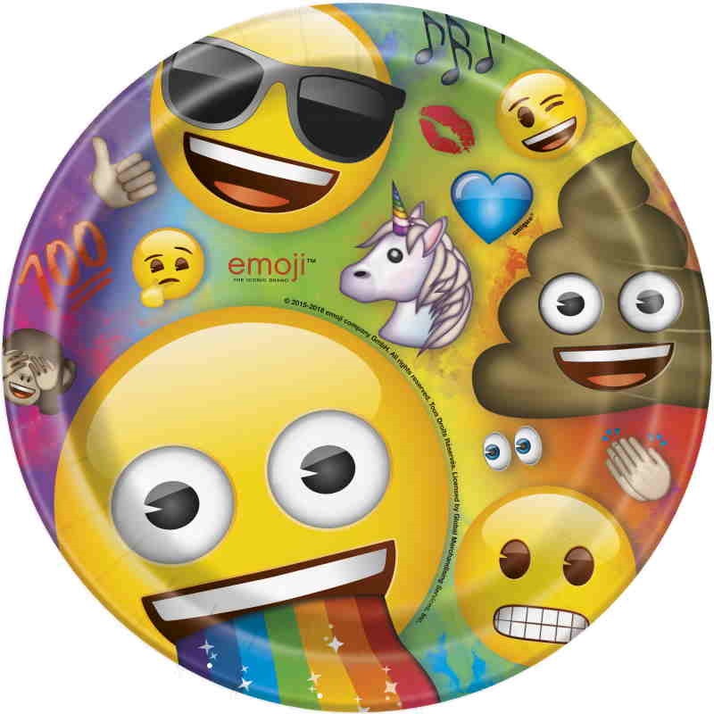 Emoji Rainbow Fun Party Plates 23cm Pack of 8