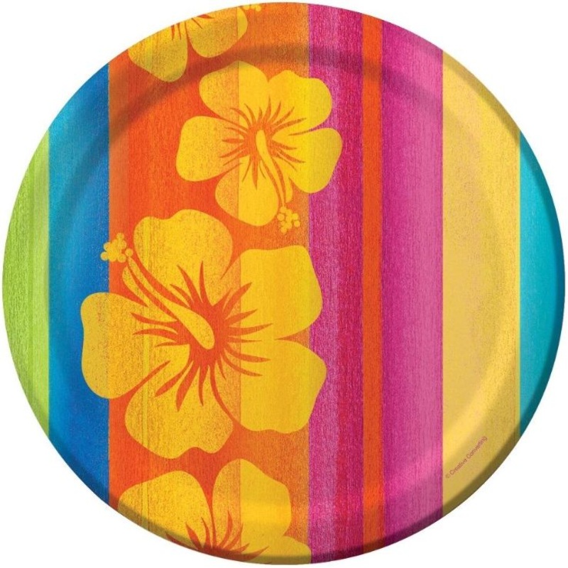 Hawaiian Sunset Stripes Party Plates Pack of 8