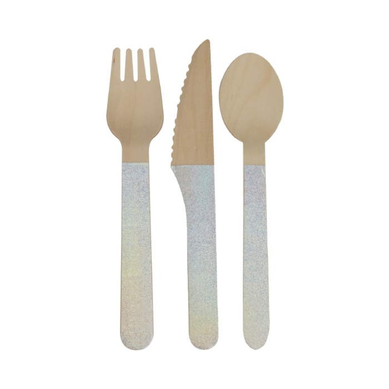 Iridescent Cutlery Wooden Pack of 24