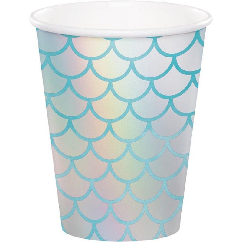 Iridescent Mermaid Paper Cups Pack of 8