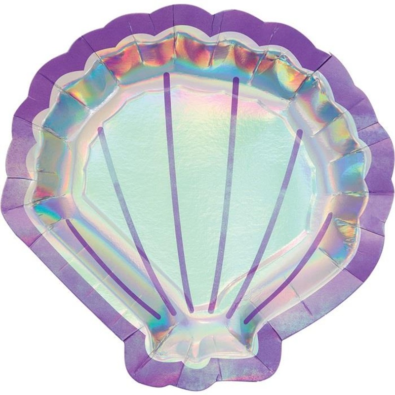Iridescent Mermaid Shell Paper Plates Pack of 8