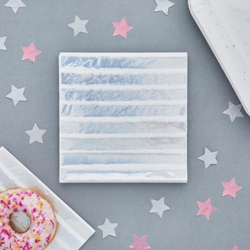 Iridescent Striped Paper Napkins Pack of 16