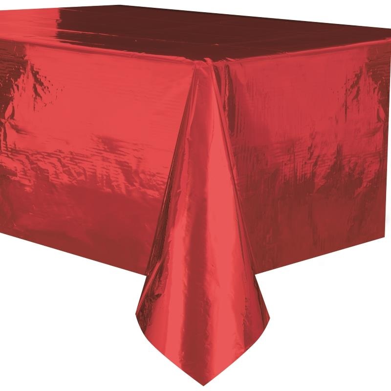 Metallic Red Shiny Party Tablecloth 138 x 274cm