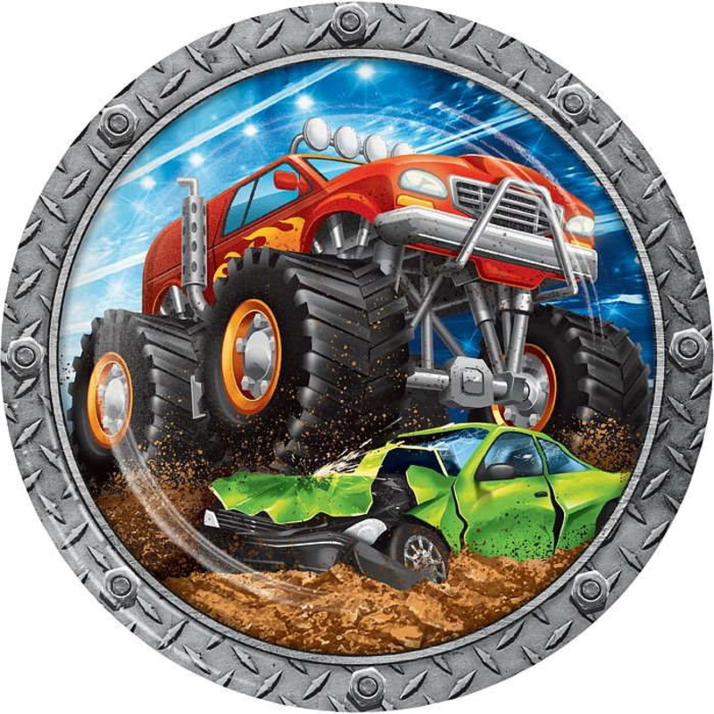 Monster Truck Party Plates 23cm Pack of 8
