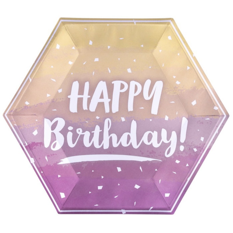 Ombre Rose Gold Birthday Plates Pack of 8