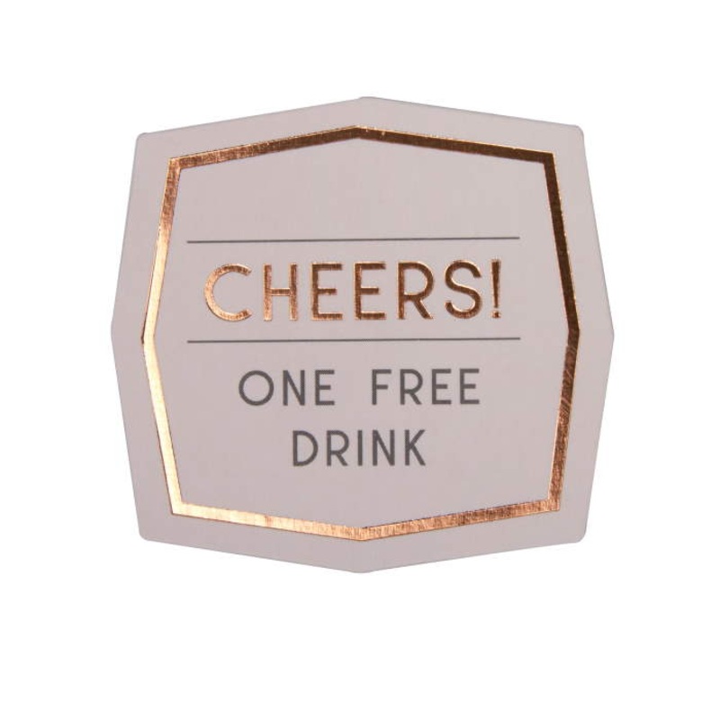 Pink Blush Geo Wedding Drinks Tokens Pack of 25