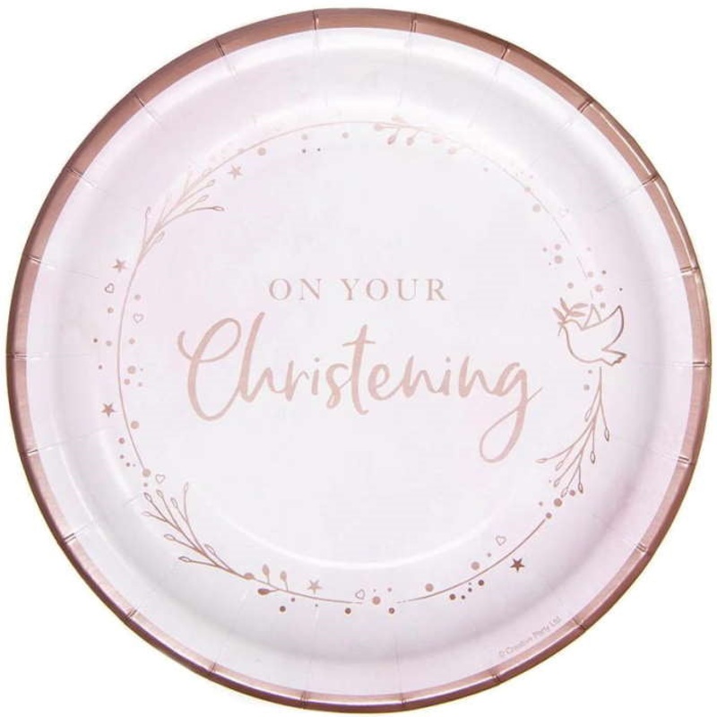 Pink Blush On Your Christening Party Plates 23cm Pack of 8