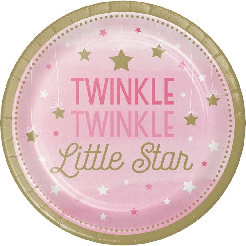 Pink Twinkle Little Star Paper Plates Pack of 8