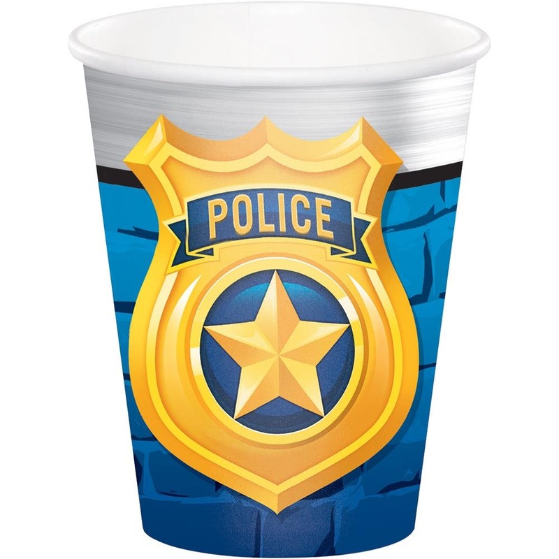 Police Party Cups Paper Pack of 8
