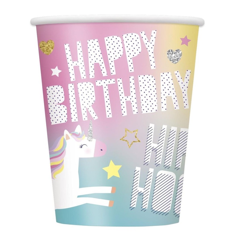 Rainbow Unicorn Party Cups Pack of 8