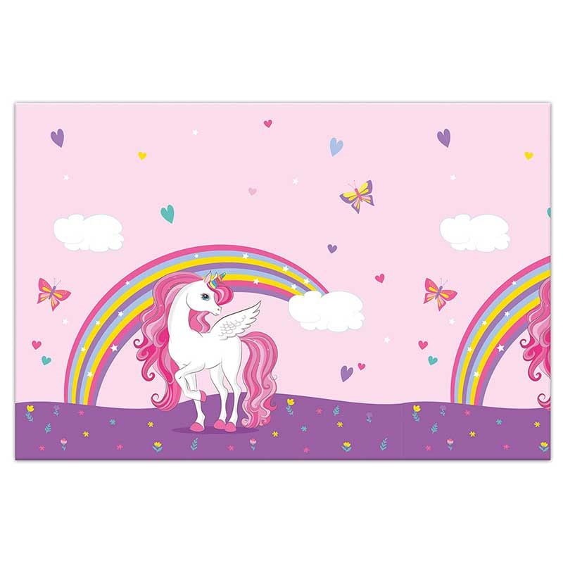 Rainbow Unicorn Plastic Table Cover 120 x 180cm