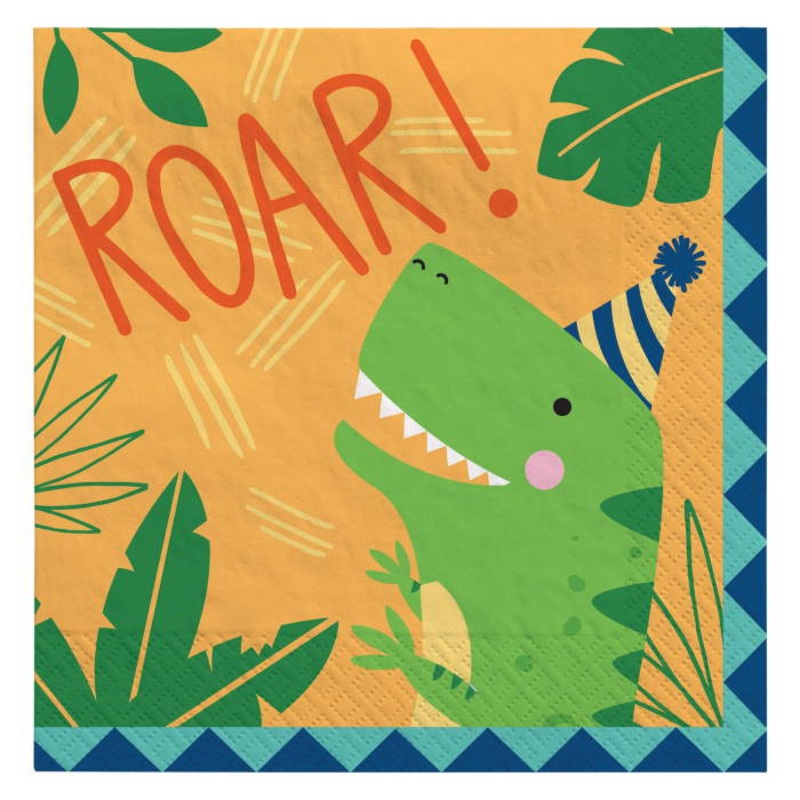 Roar Dinosaur Paper Napkins Pack of 16