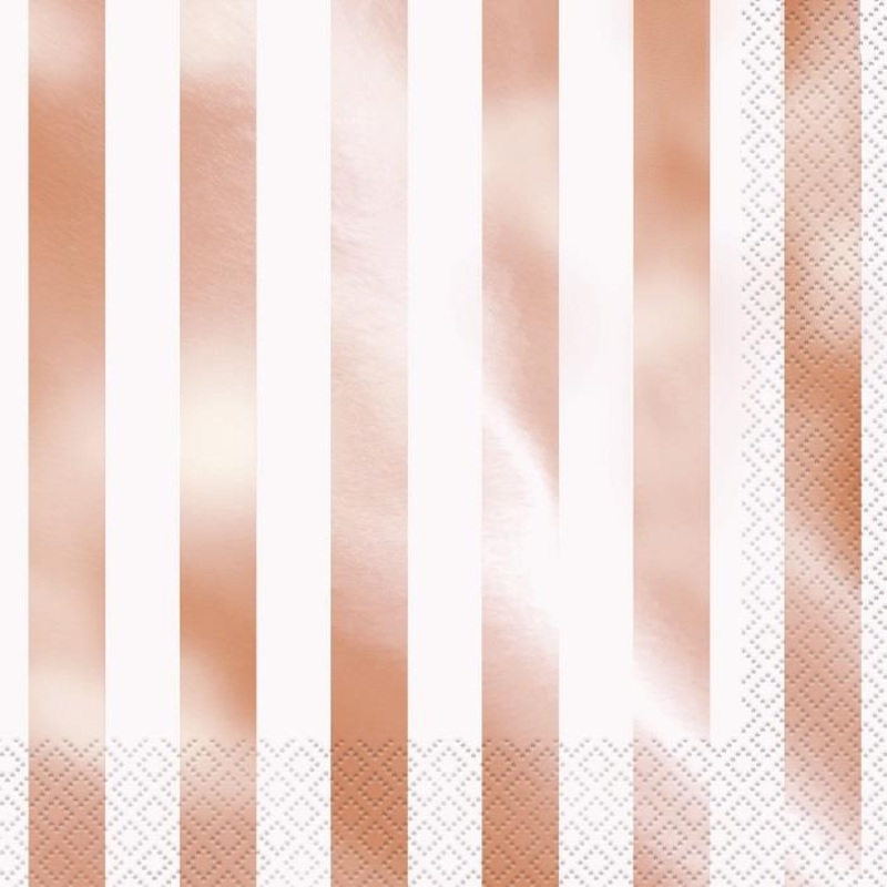 Rose Gold Foil Striped Napkins Pack of 16