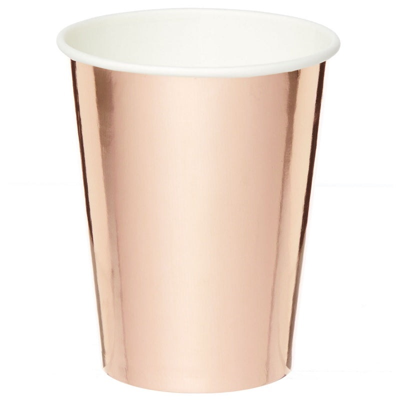 Rose Gold Metallic Foil Party Cups Pack of 8