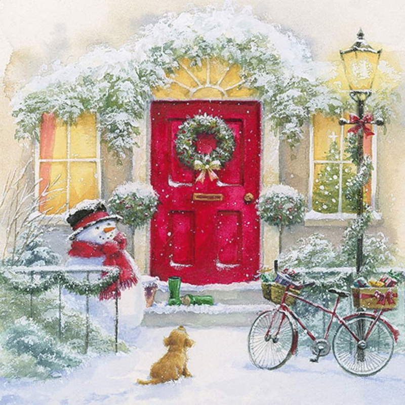 Snowman and Dog Christmas Napkins Pack of 20
