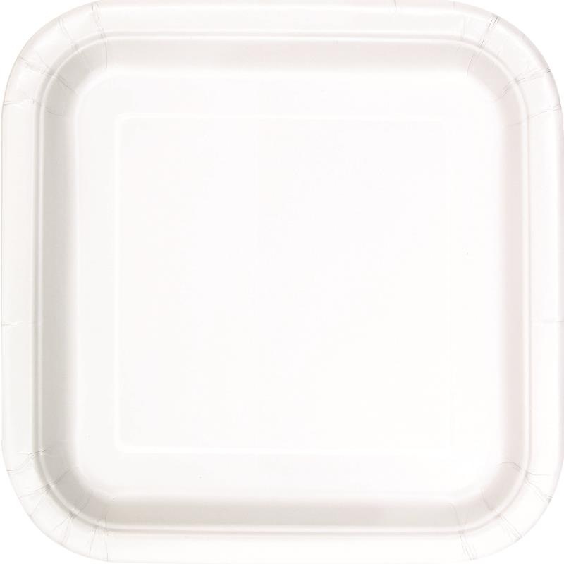 White Square Party Cake Plates Pack of 16