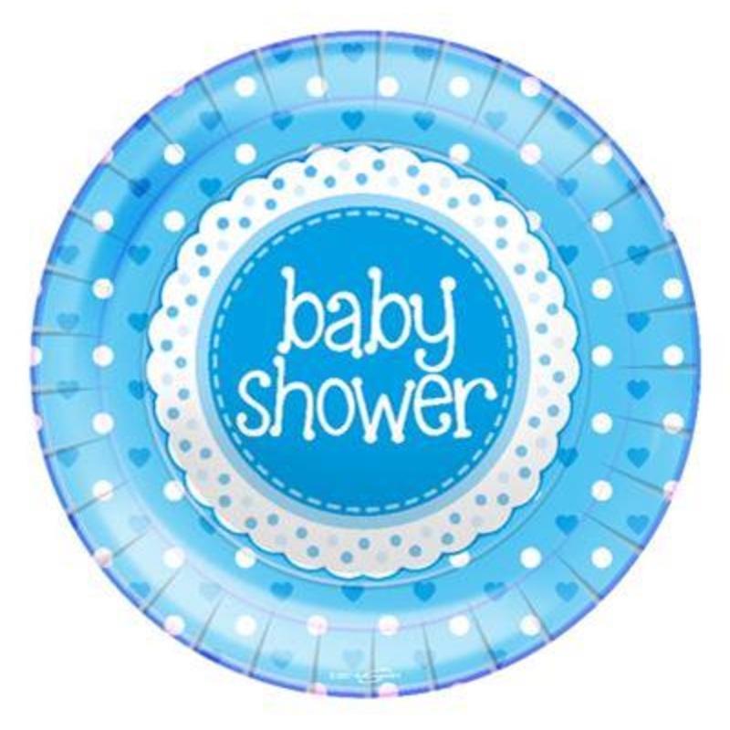 Baby Shower Blue Paper Plates Pack of 8