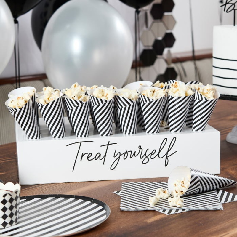 Black and White 'Treat Yourself' Box Stand & 45 Treat Cones