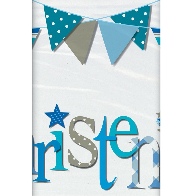 Blue Bunting Christening Party Tablecover Tablecloth 138 x 213cm